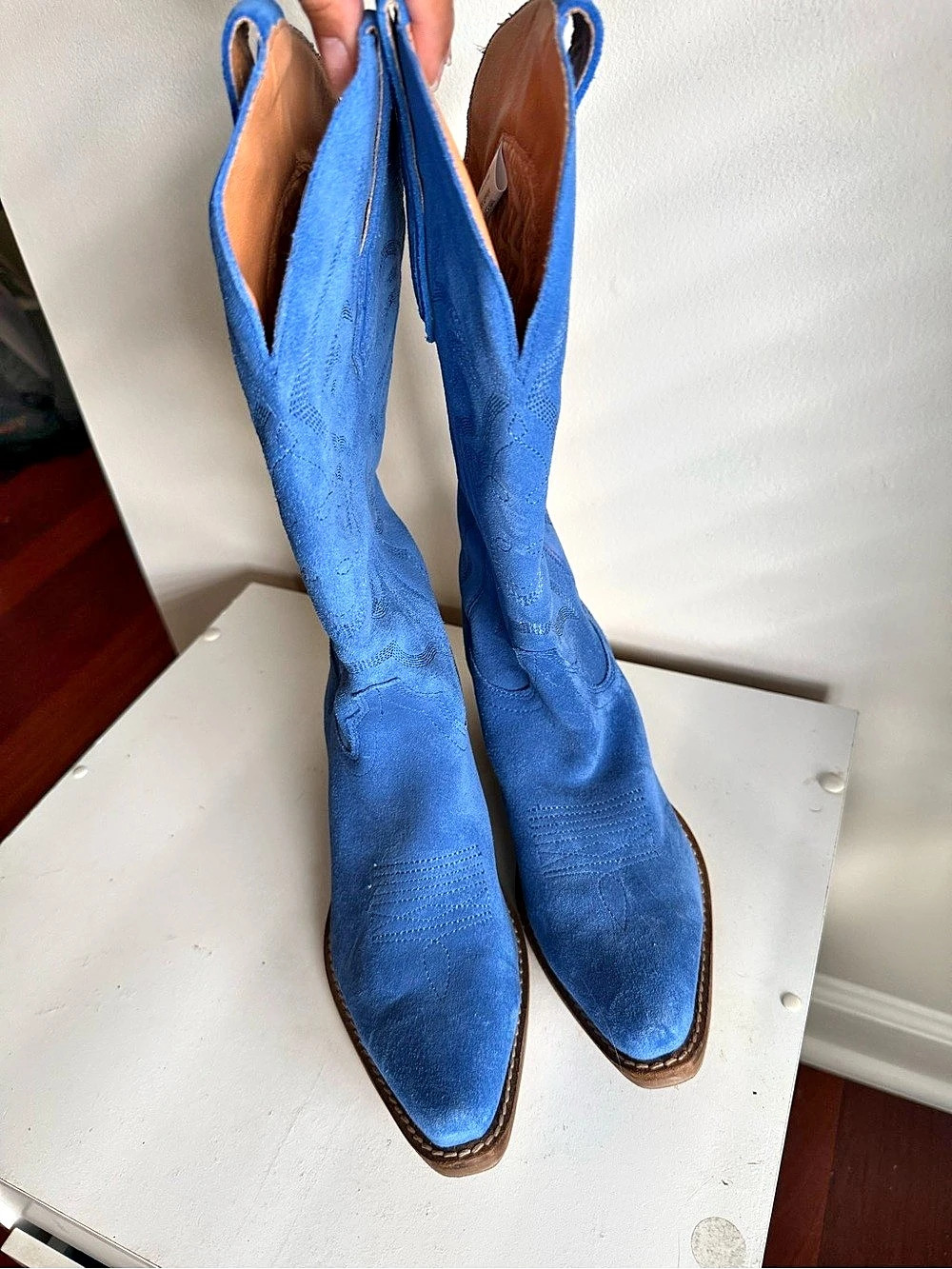 Dingo Out West Suede Tall Western Boots Blue